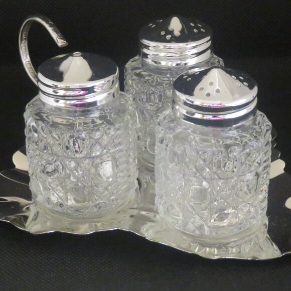 *Vintage* Queen Anne Leaf Cruet Set Silver Plated (K432) - Picture 3 of 11